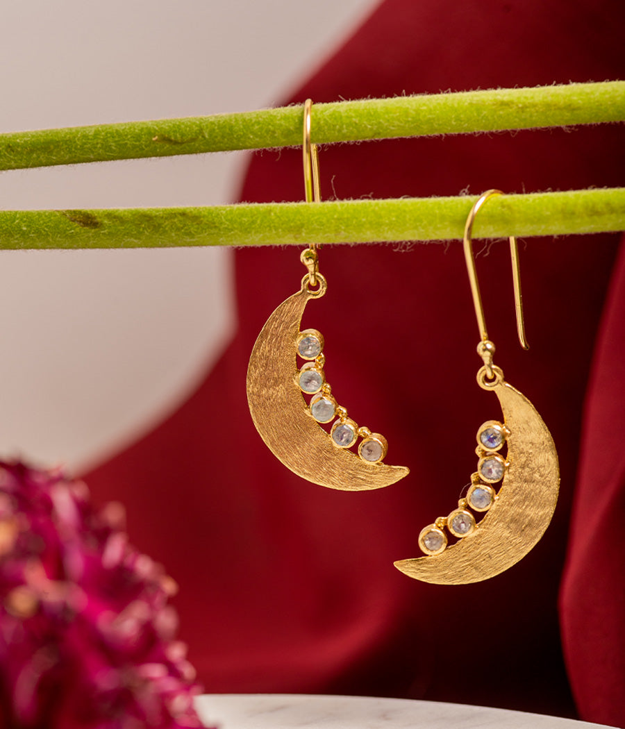 Buy Rainbow Moonstone Gold-Plated Earrings Online