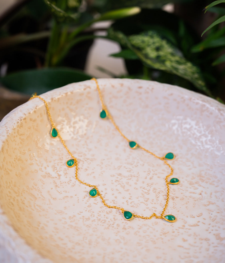 Green Onyx Silver Necklace