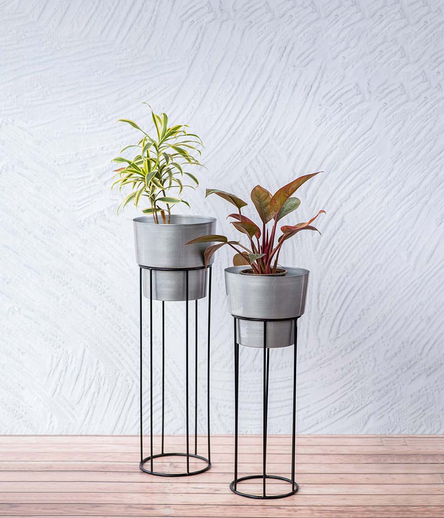 aravalii silver metal planter