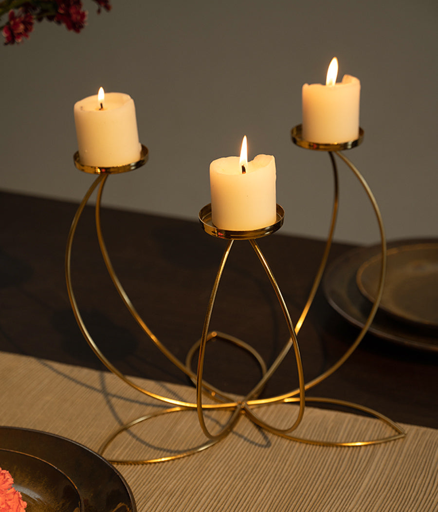 Gold Clover Candle Stand