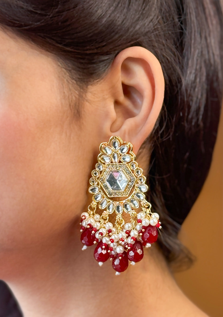 Ruby Golden Drops Earrings