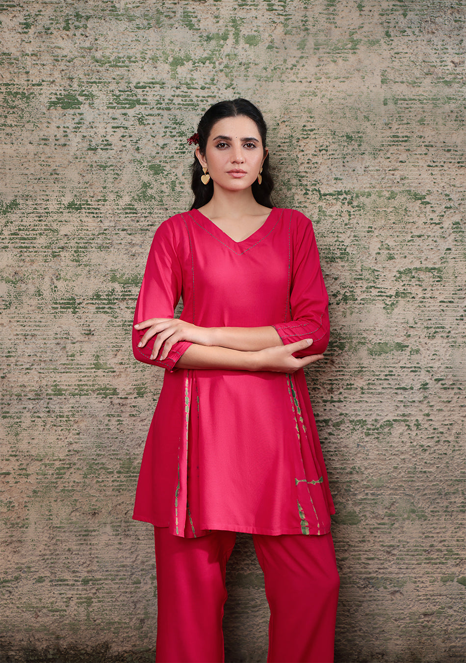 Magenta Shibori Split Co-ord Set