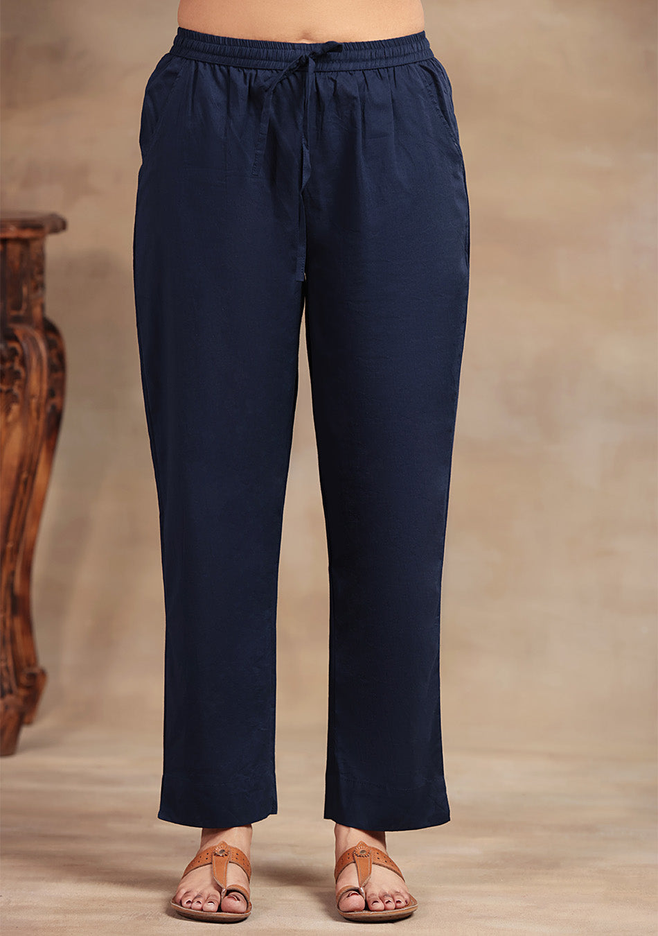 Navy Bloom embroidered suit set