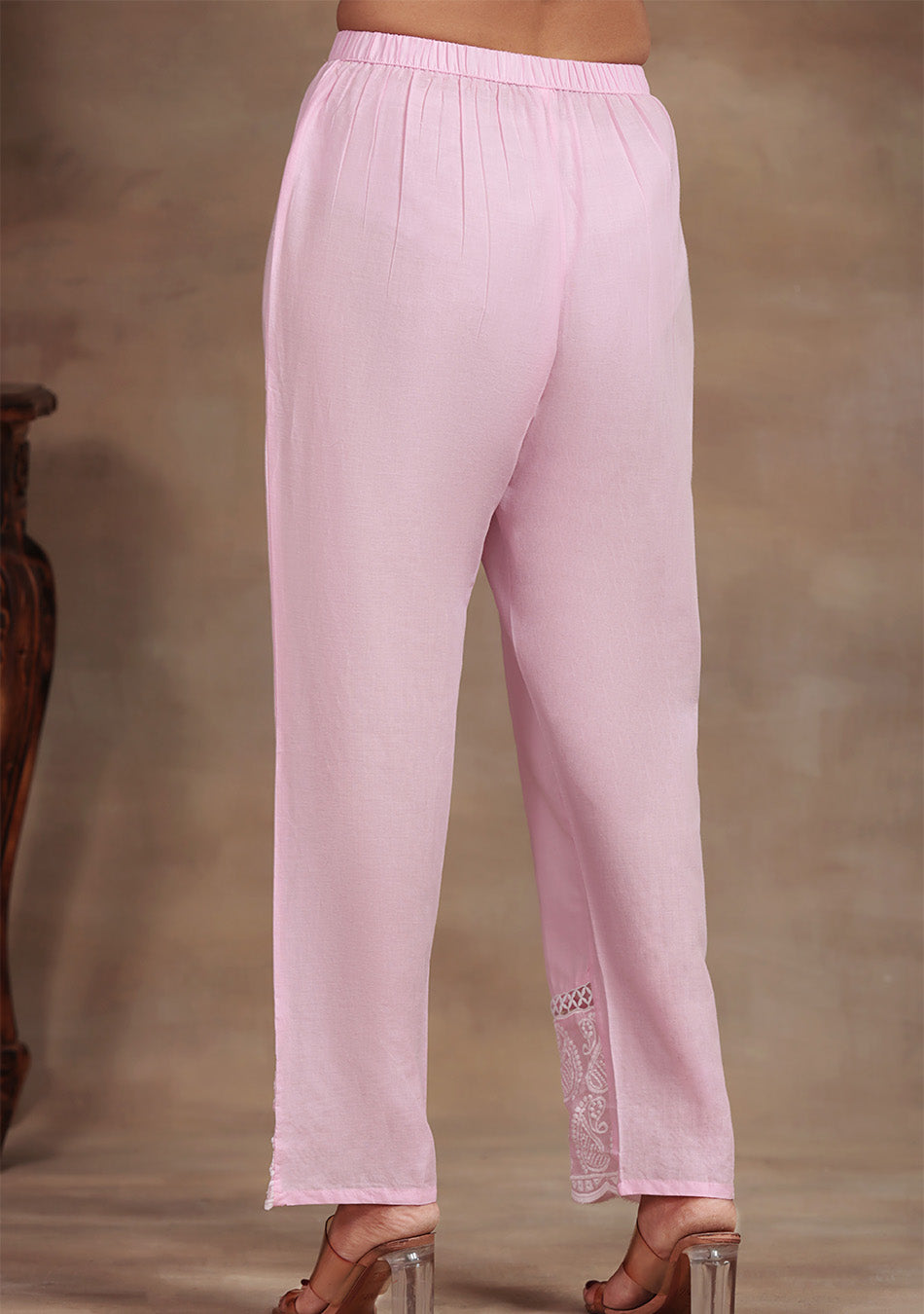 Powder Pink Floral Embroidered Suit Set