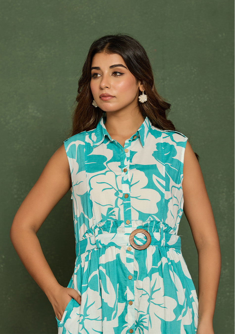 Aqua Floral Aura Dress