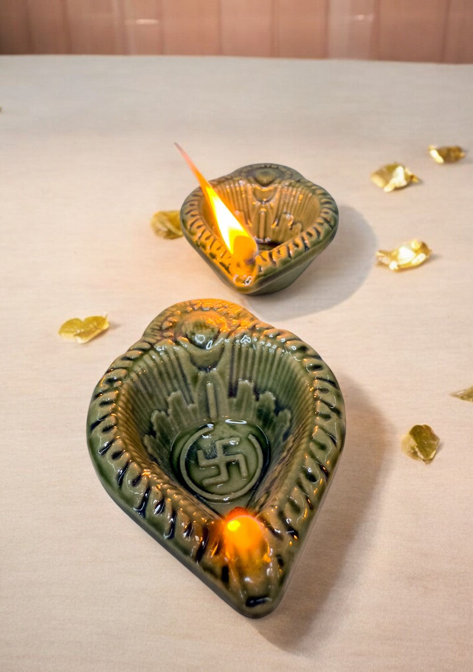 Olive Swastic Diya Set of 6