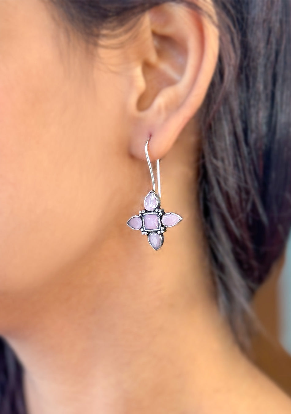 Pink Petal Hook Earrings