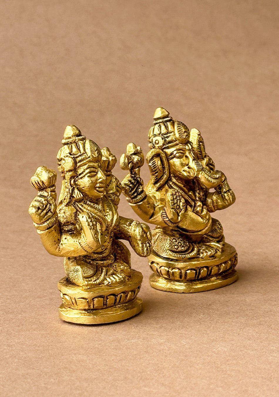 Antique Brass Lakshmi Ganesha Idol Pair