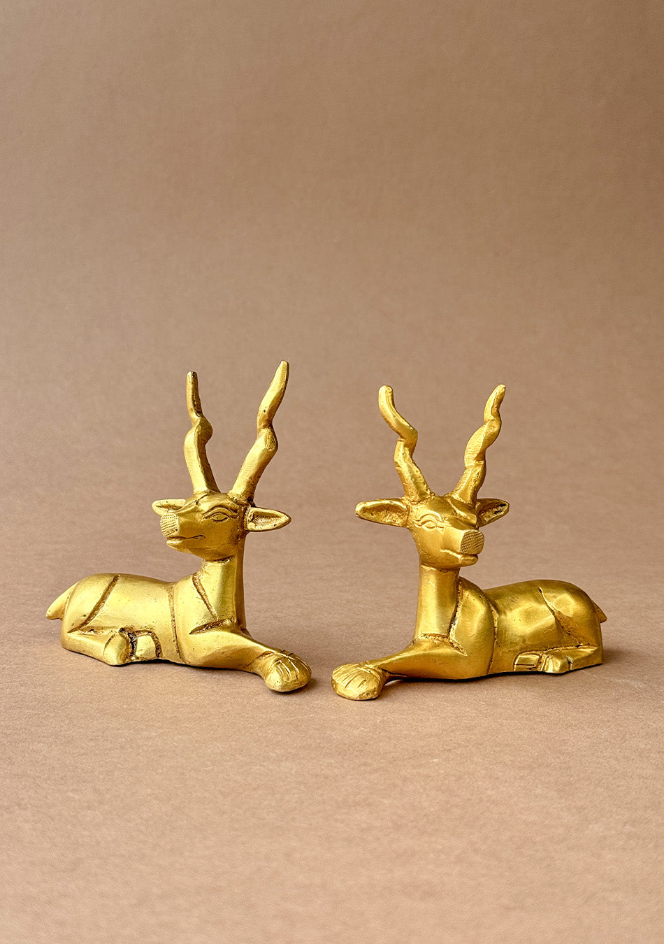 Antique Brass Resting Deer Pair