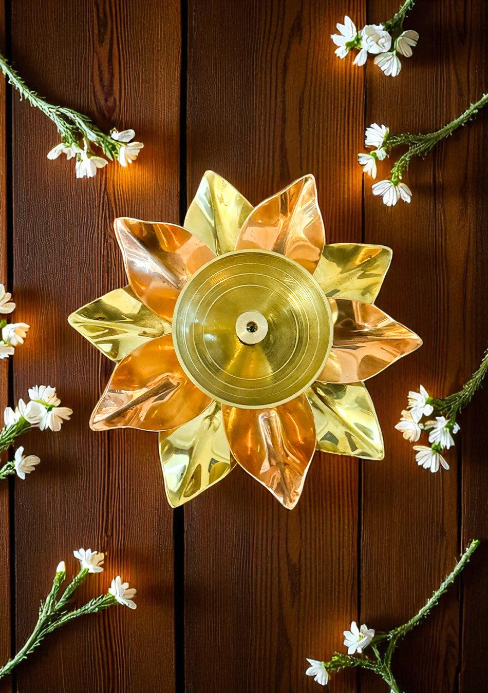 Flower Shape Brass Diya