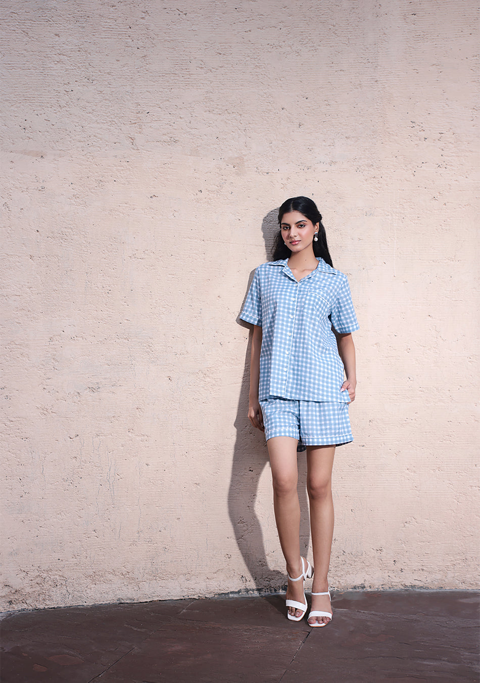 Sky Grid Night Suit