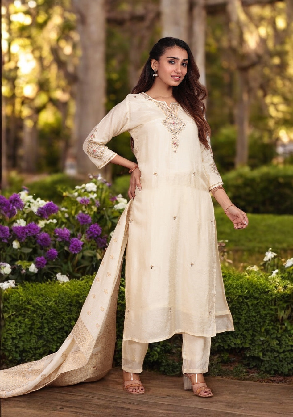 Ivory glow Zardozi Suit Set