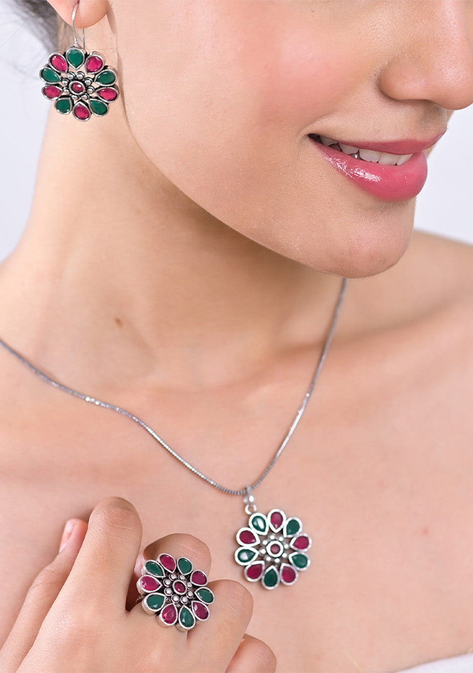 Crimson & Ivy Blossom Pendant Set