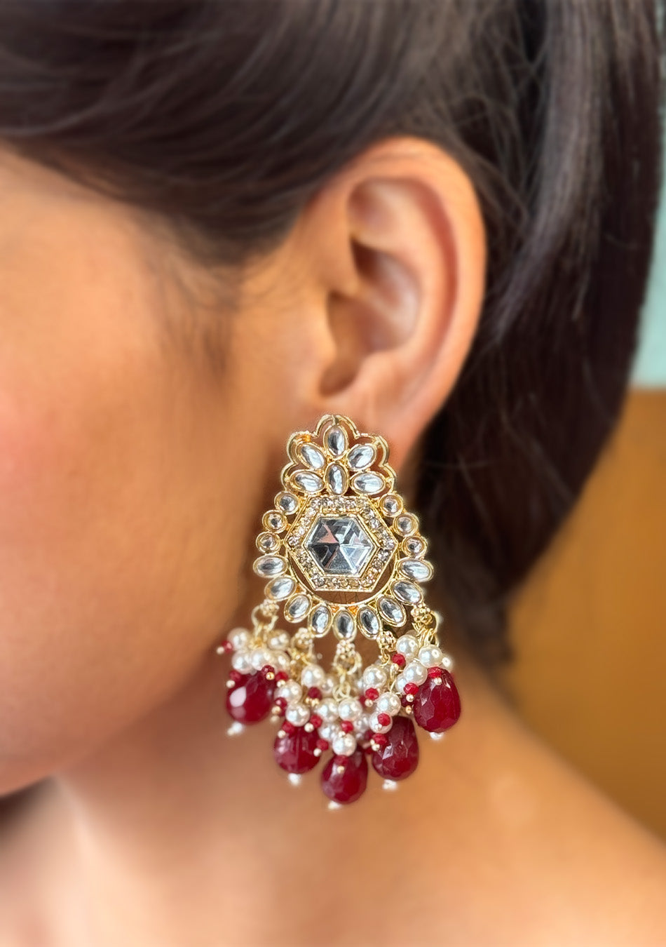 Ruby Golden Drops Earrings