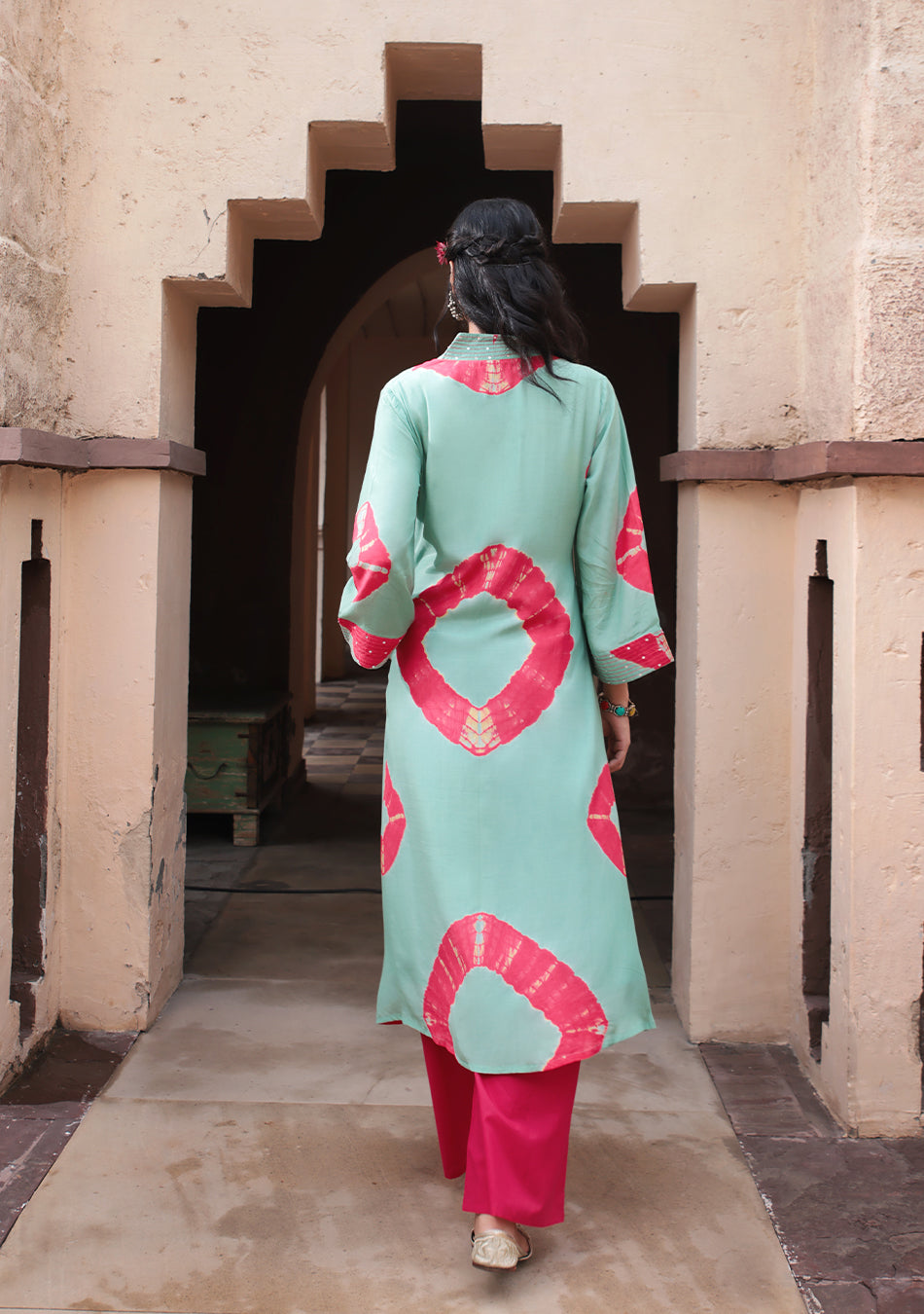 Mint Red Tie-Dye Modal kura Set