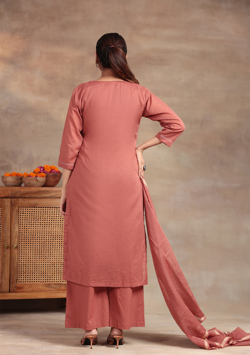 Rust  Elegance embroidered suit set