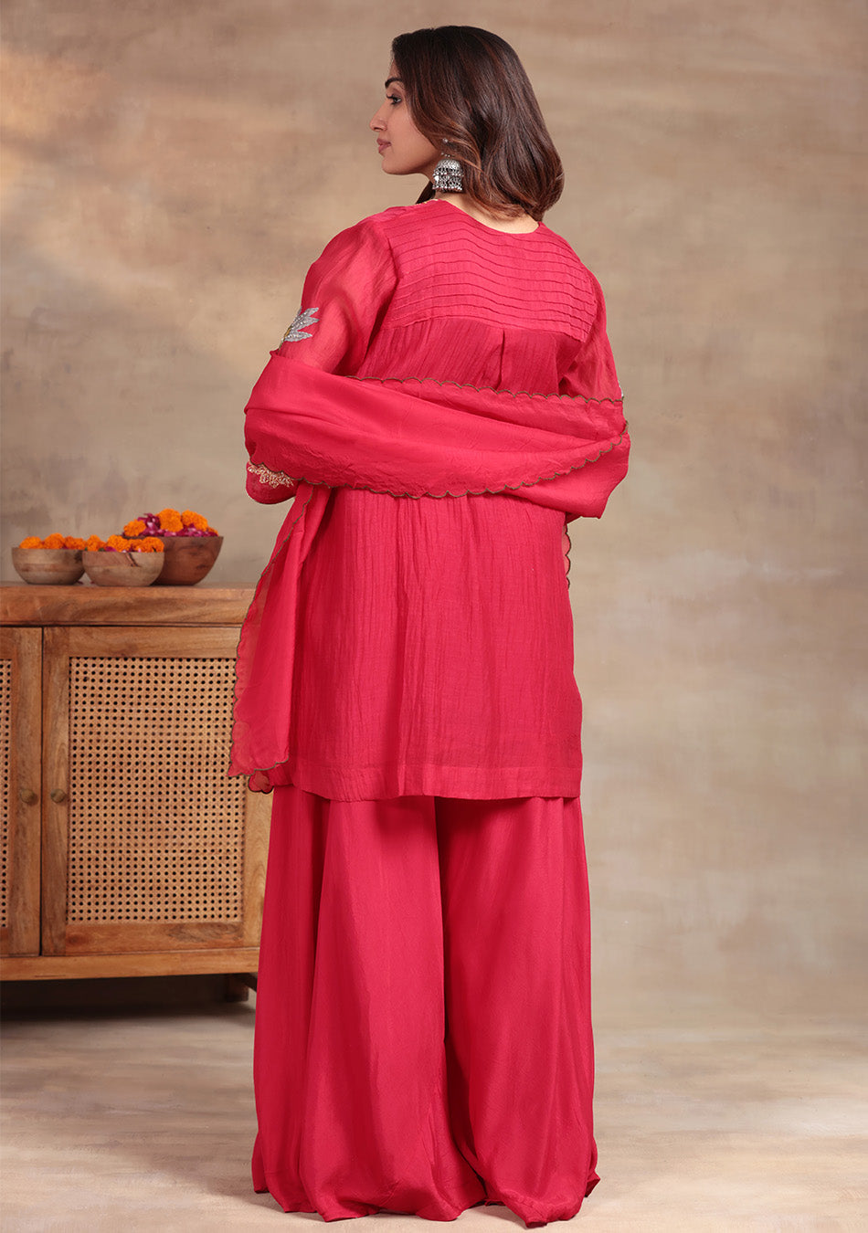 Crimson Star Hand Embroidered Sharara Set