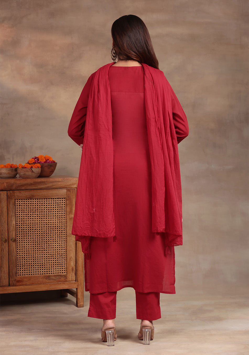 Garnet Glow Cotton Suit Set