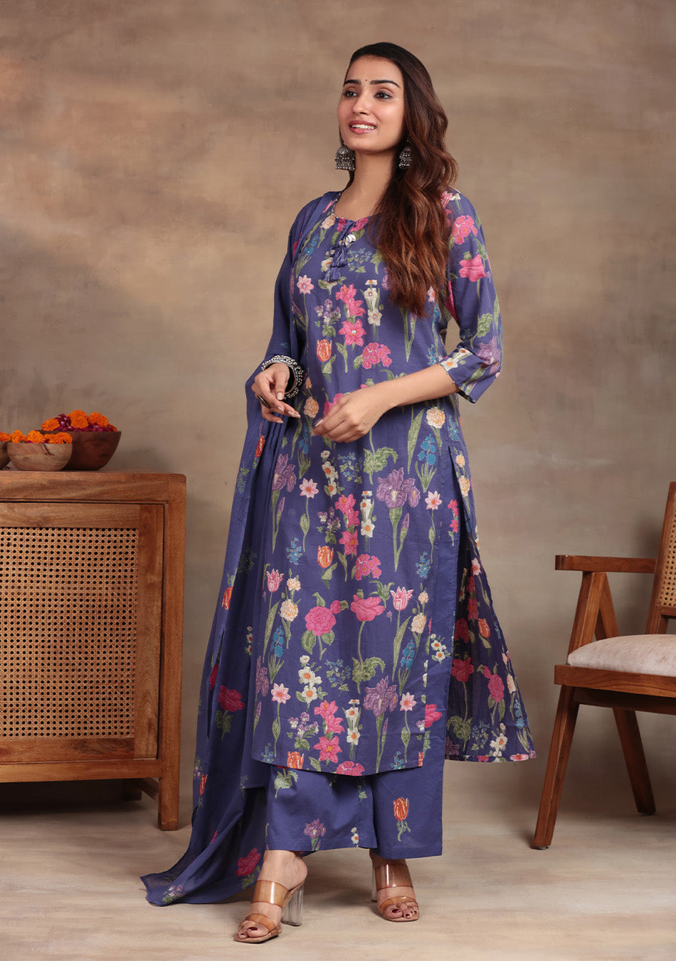 Royal Flora Palazzo suit Set