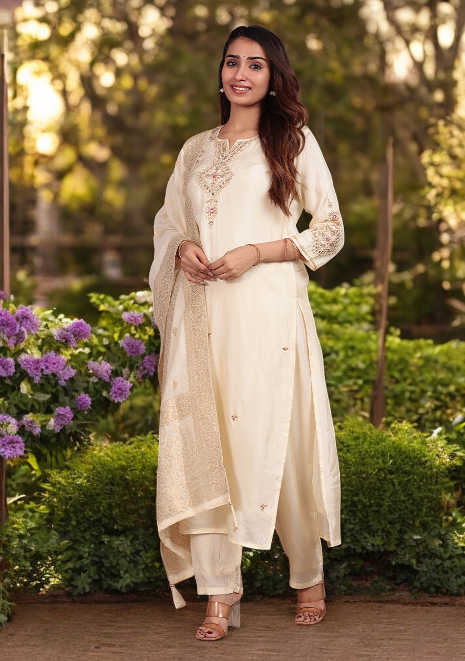 Ivory glow Zardozi Suit Set