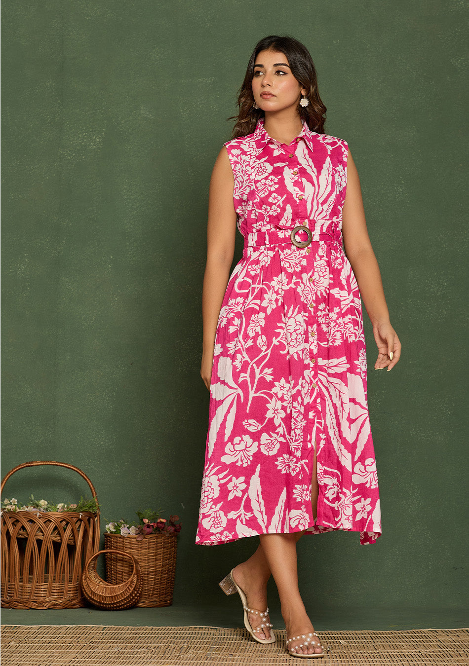 Dark Pink Floral Aura Dress