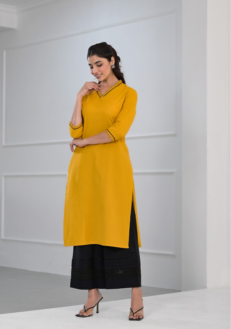 Solid Yellow Kurta