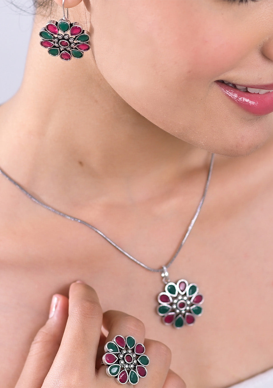 Crimson & Ivy Blossom Pendant Set