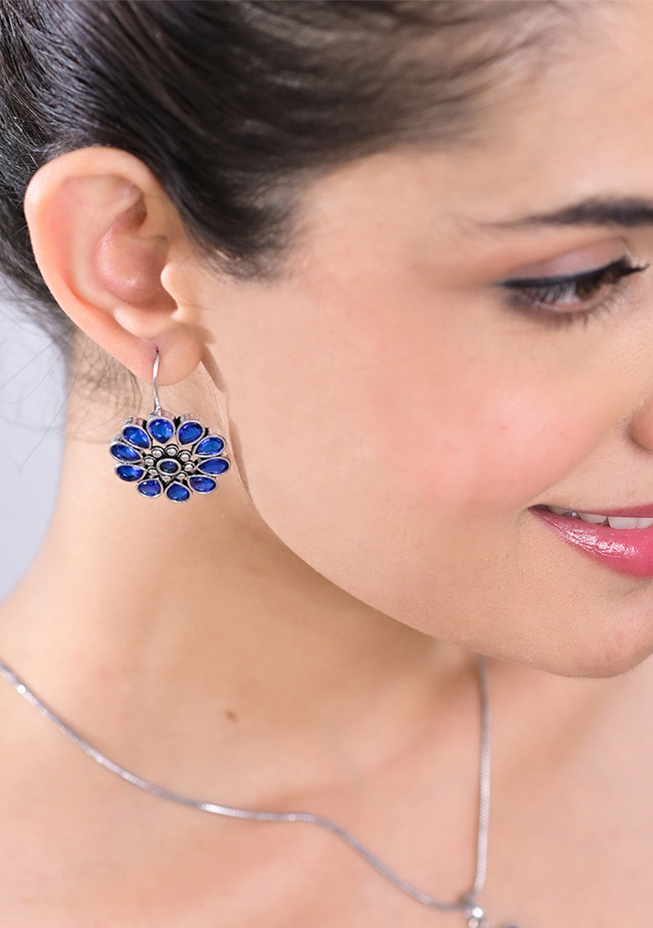 Sapphire Blossom Pendant Set