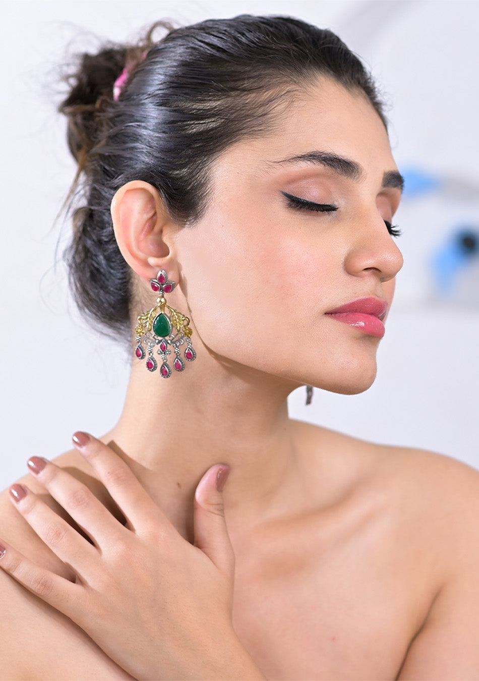 Peacock Jewel Dangle Earrings