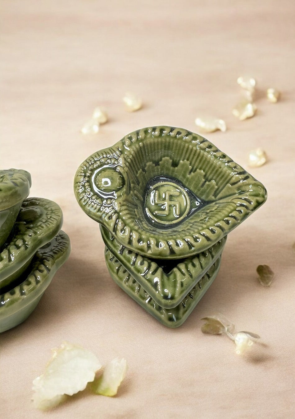 Olive Swastic Diya Set of 6