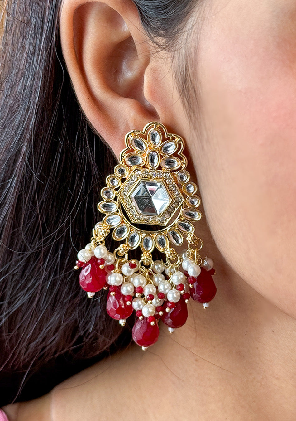 Ruby Golden Drops Earrings