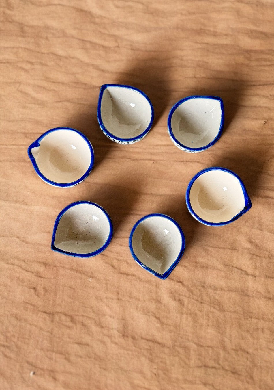 Indigo Whisper Ceramic Diya set of 6