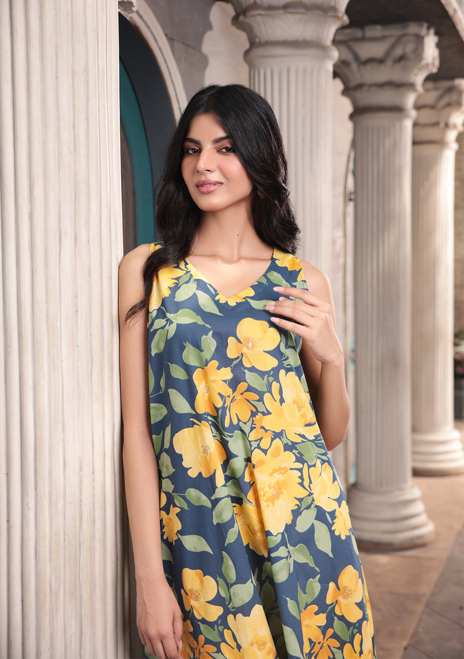 Tropical sky floral dress