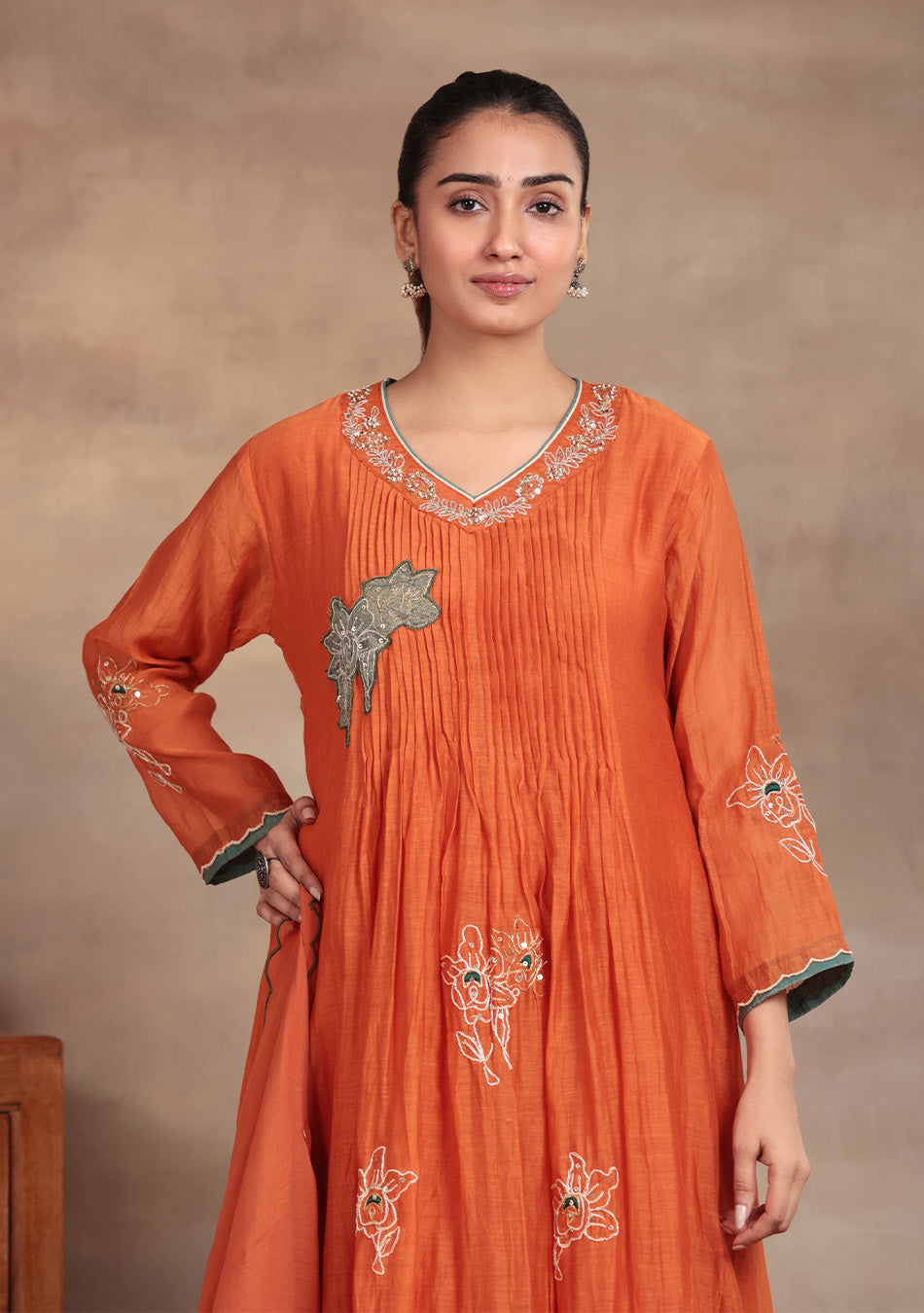 Sunset Glow Embroidered Anarkali Suit Set