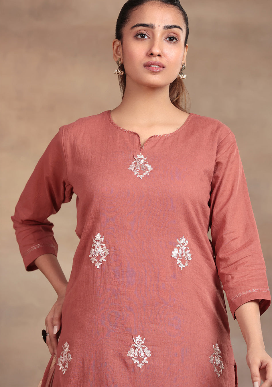 Rust  Elegance embroidered suit set