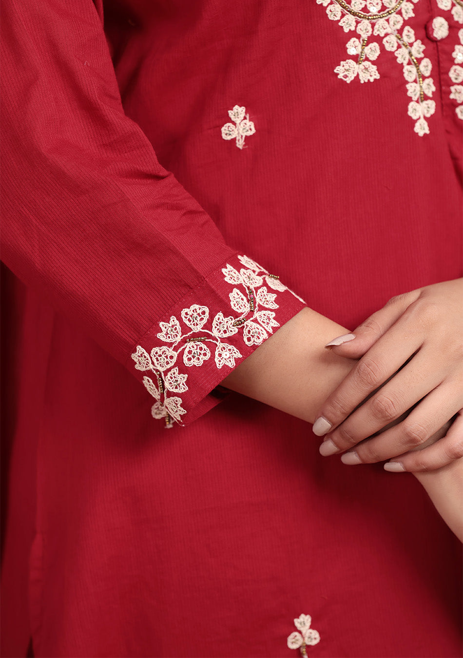 Garnet Glow Cotton Suit Set