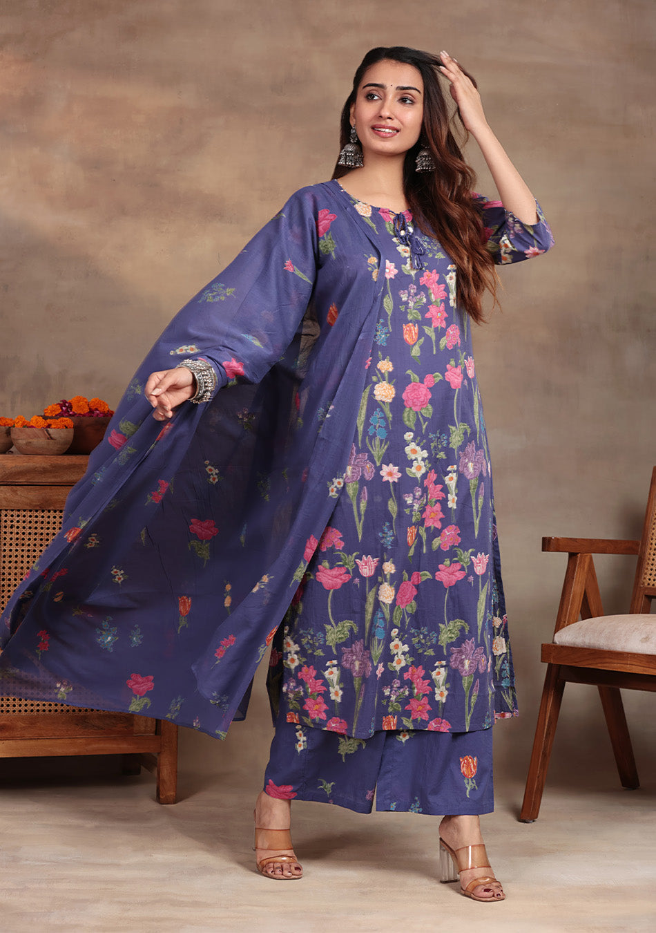 Royal Flora Palazzo suit Set