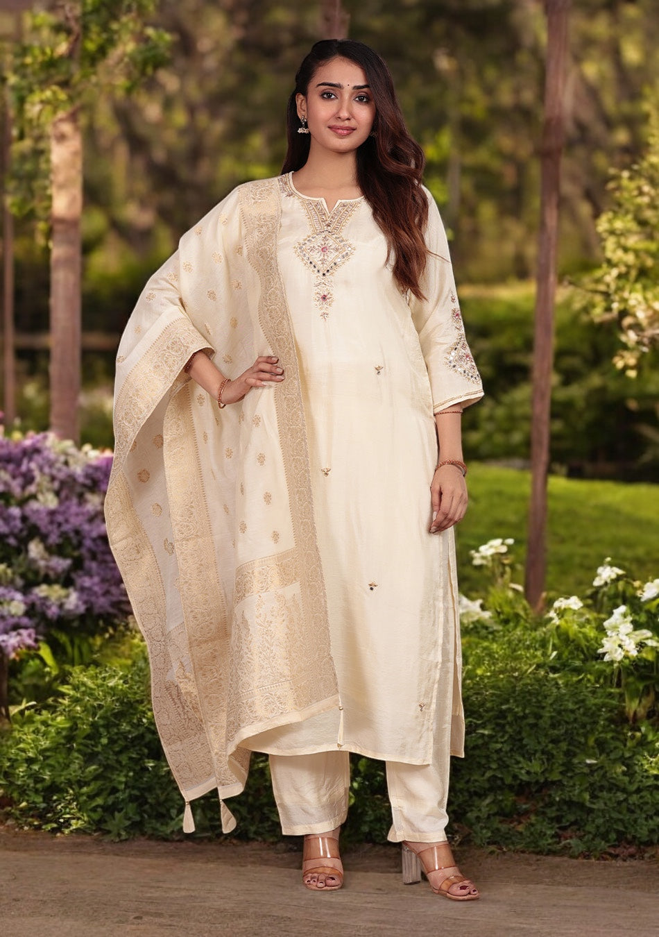 Ivory glow Zardozi Suit Set