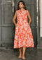Tangerine Floral Aura Dress