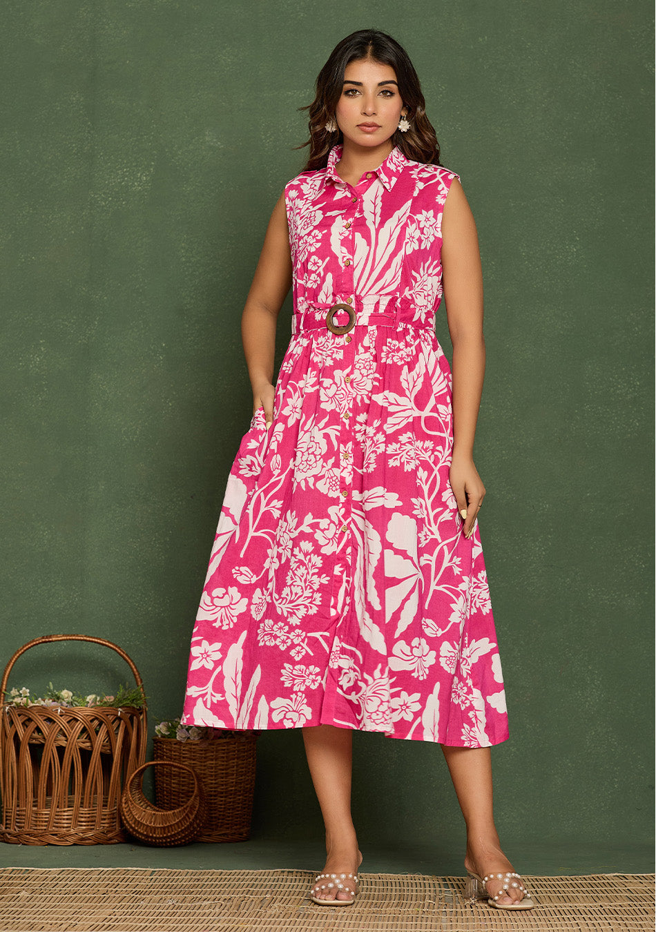 Dark Pink Floral Aura Dress