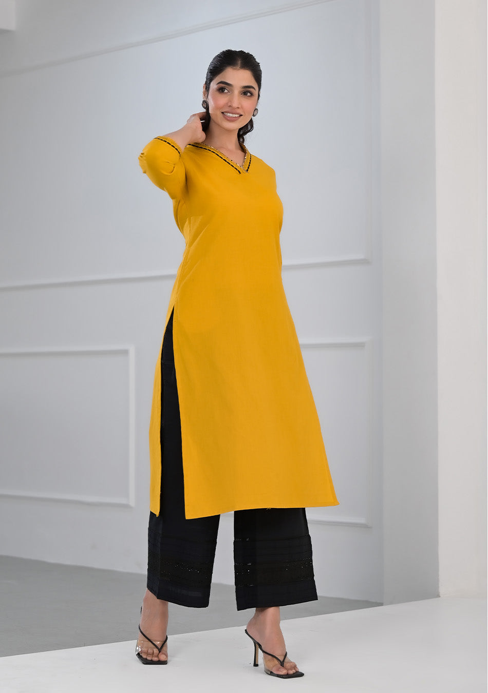 Solid Yellow Kurta