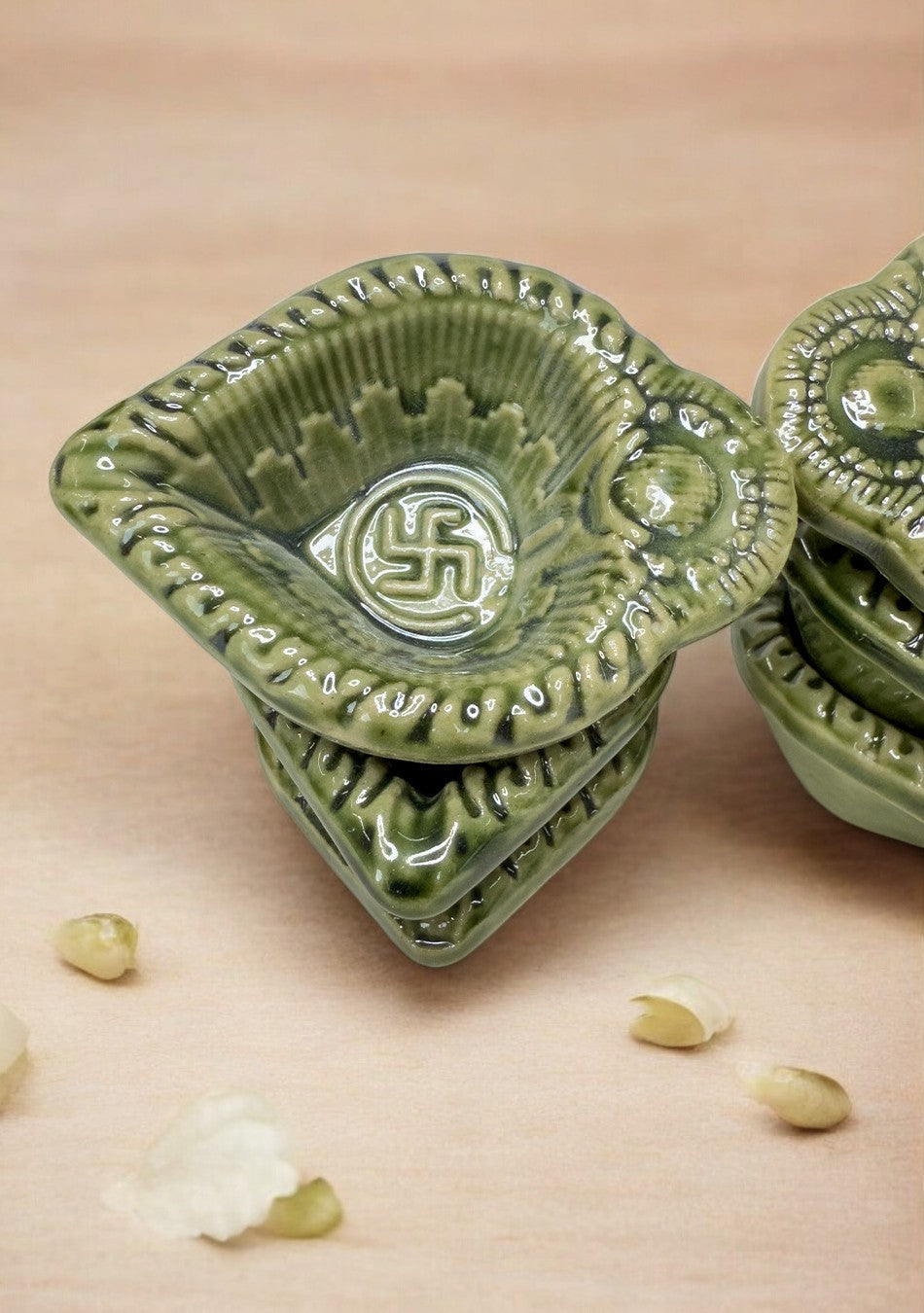 Olive Swastic Diya Set of 6