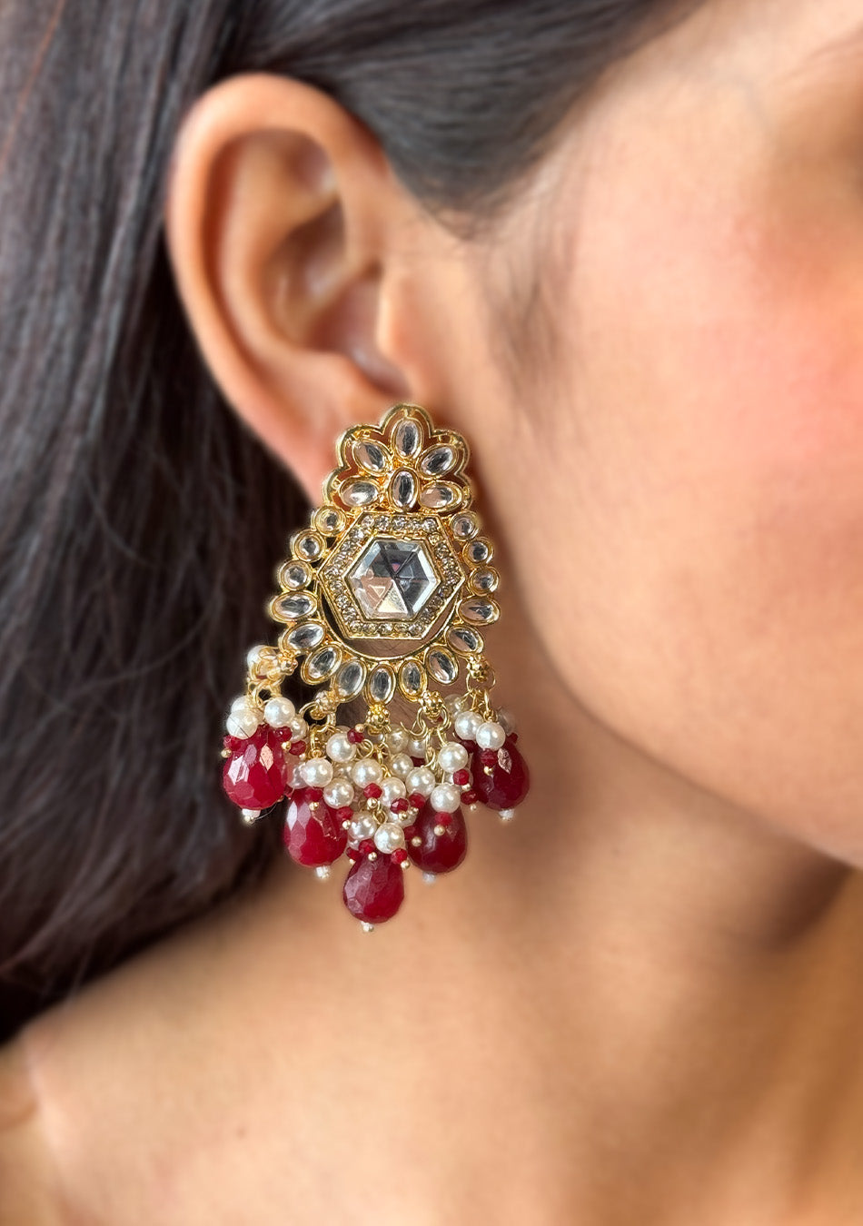 Ruby Golden Drops Earrings