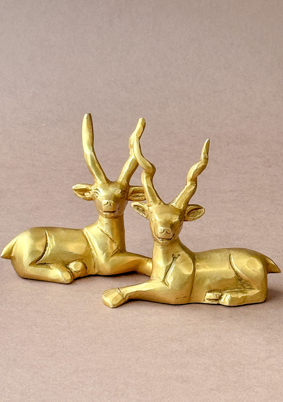 Antique Brass Resting Deer Pair