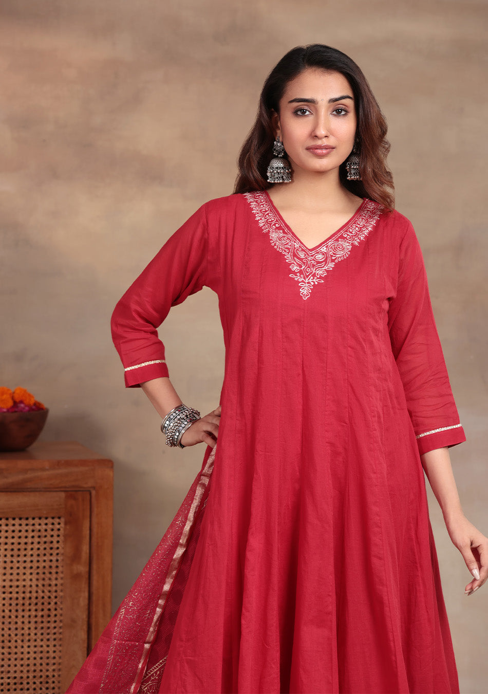 Ruby Glow Anarkali Suit Set