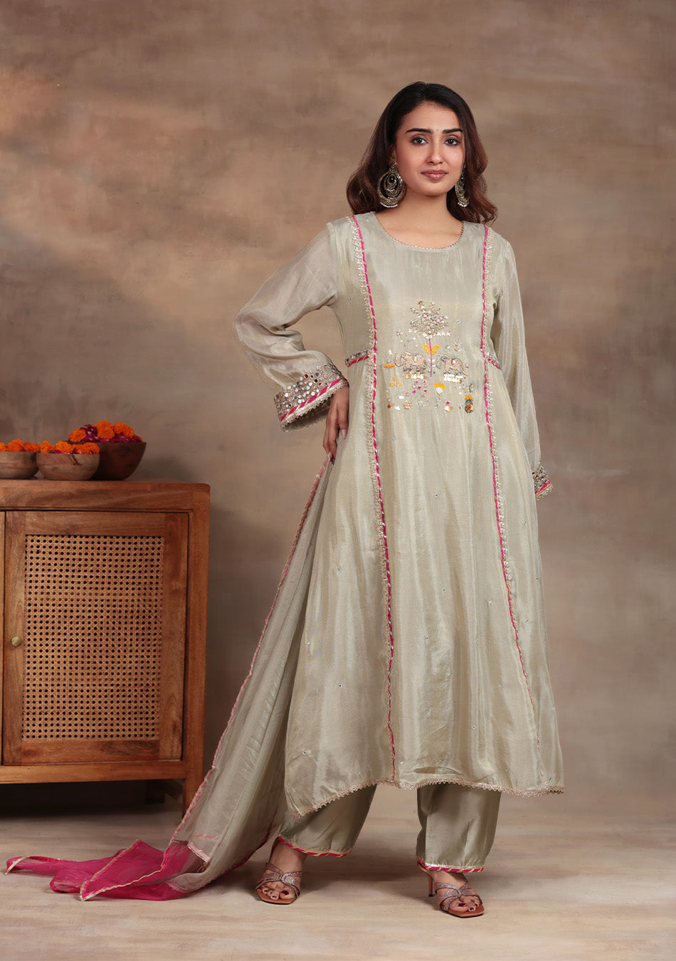 Pearl Glow Embroidered Suit Set