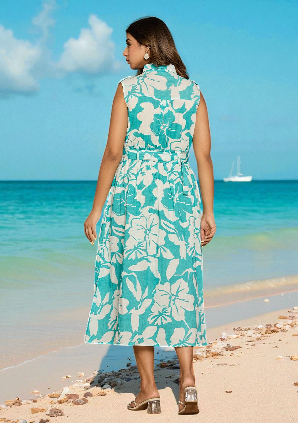 Aqua Floral Aura Dress