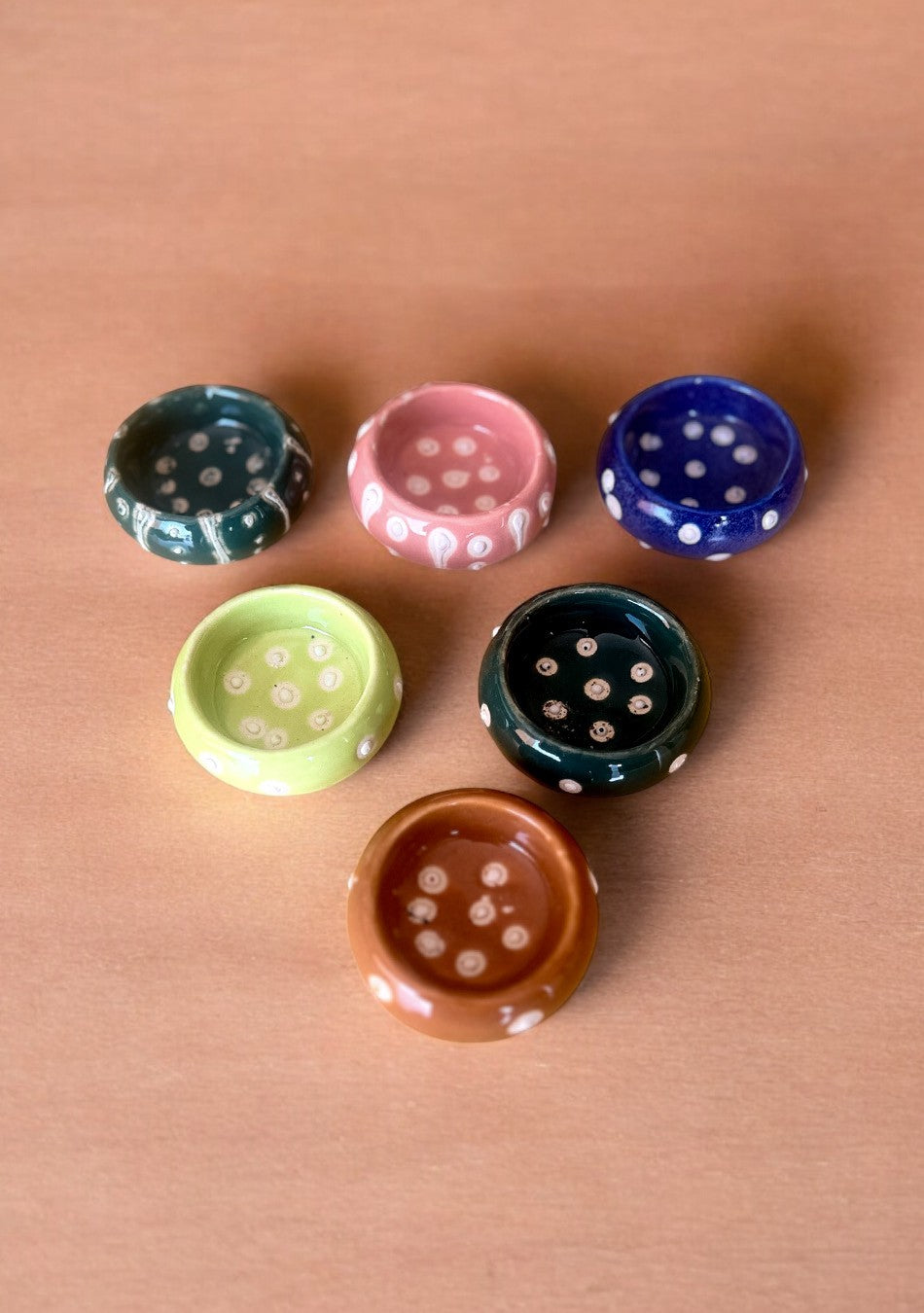 Multi Handcrafted Tea Light Holders - Set of 6