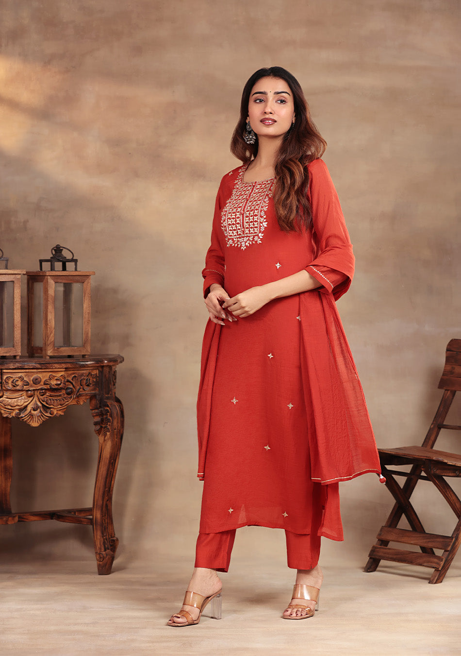 Amber Glow Handwork Suit Set