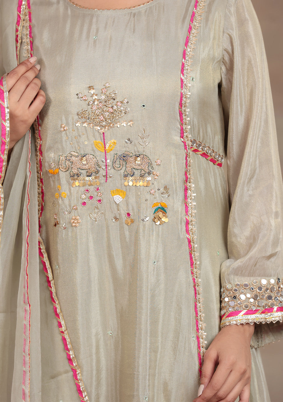 Pearl Glow Embroidered Suit Set